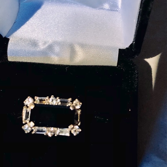 Genuine Diamond Accent Ring with Black center emerald cut stone. - Picture 2 of 9
